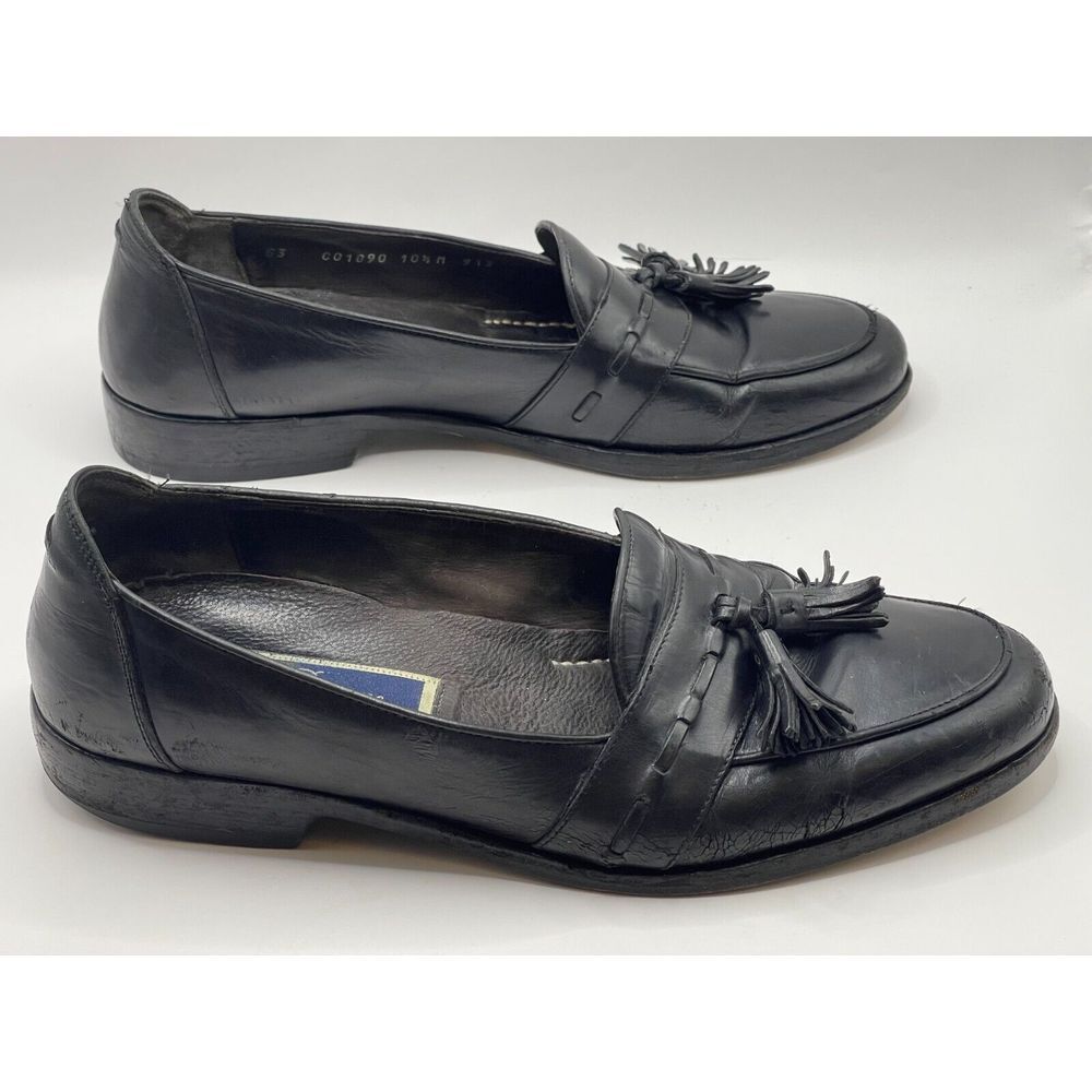 Cole Haan Men's Bragano Shoes 10.5 M Black Loafer Leather‎ Tassel Slip On